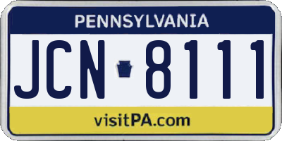 PA license plate JCN8111