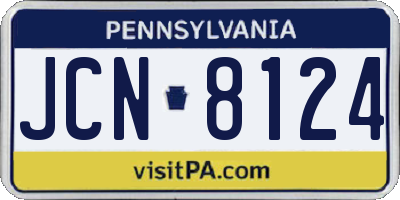PA license plate JCN8124