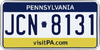 PA license plate JCN8131