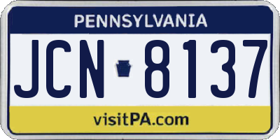 PA license plate JCN8137