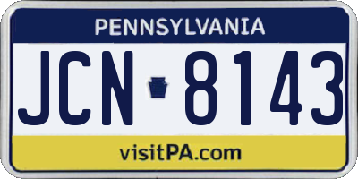 PA license plate JCN8143