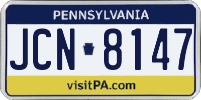 PA license plate JCN8147