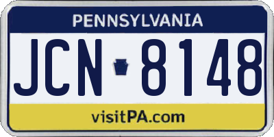 PA license plate JCN8148
