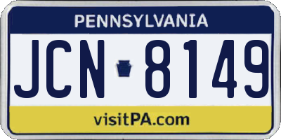PA license plate JCN8149