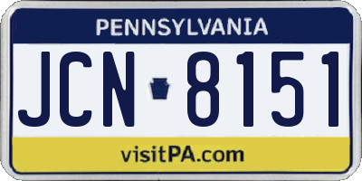 PA license plate JCN8151