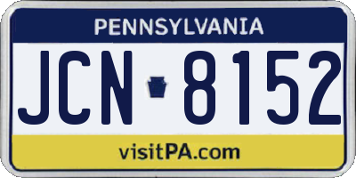 PA license plate JCN8152