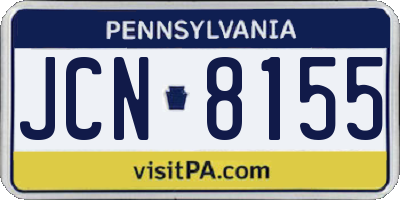 PA license plate JCN8155