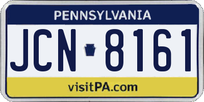 PA license plate JCN8161