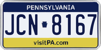 PA license plate JCN8167