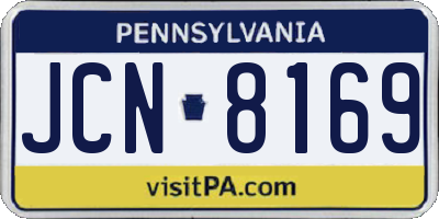 PA license plate JCN8169