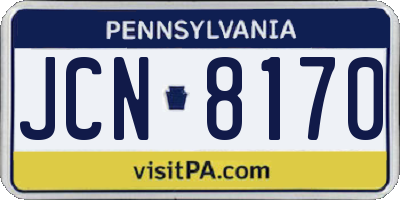 PA license plate JCN8170
