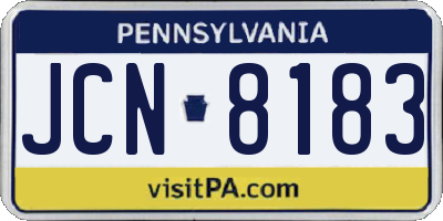 PA license plate JCN8183