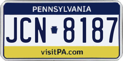 PA license plate JCN8187
