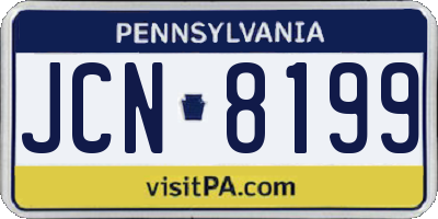 PA license plate JCN8199