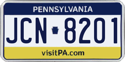 PA license plate JCN8201