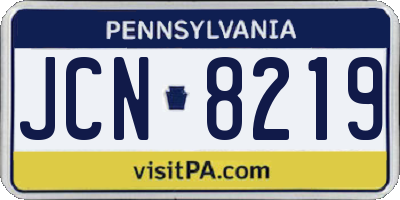 PA license plate JCN8219