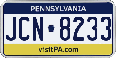 PA license plate JCN8233