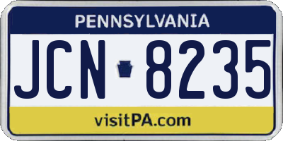 PA license plate JCN8235