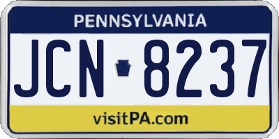 PA license plate JCN8237