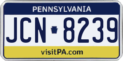 PA license plate JCN8239