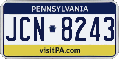 PA license plate JCN8243