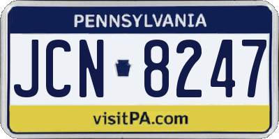 PA license plate JCN8247