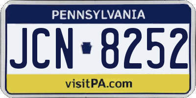 PA license plate JCN8252