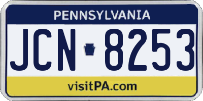 PA license plate JCN8253