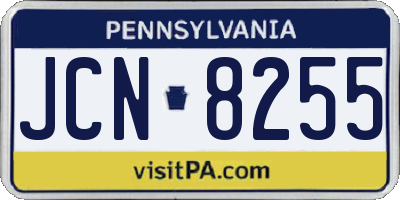 PA license plate JCN8255