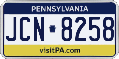 PA license plate JCN8258