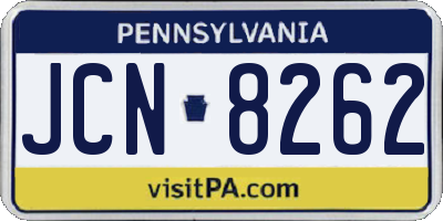 PA license plate JCN8262