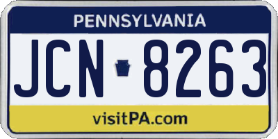 PA license plate JCN8263