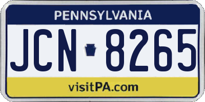 PA license plate JCN8265
