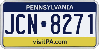 PA license plate JCN8271