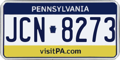 PA license plate JCN8273