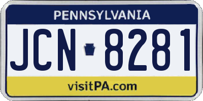 PA license plate JCN8281