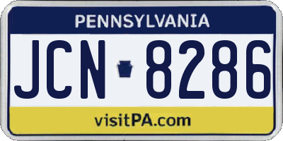 PA license plate JCN8286