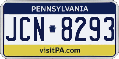 PA license plate JCN8293