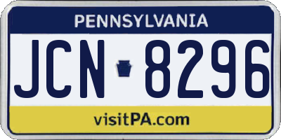PA license plate JCN8296