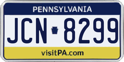 PA license plate JCN8299