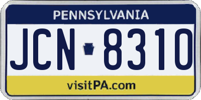 PA license plate JCN8310