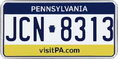 PA license plate JCN8313