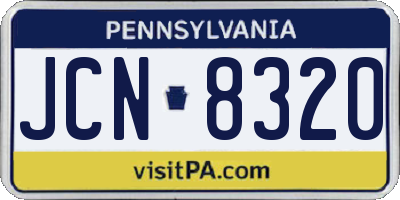 PA license plate JCN8320
