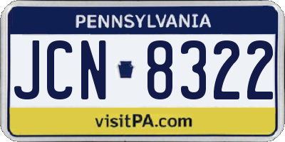 PA license plate JCN8322