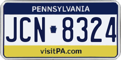 PA license plate JCN8324