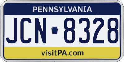 PA license plate JCN8328