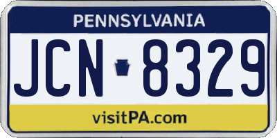 PA license plate JCN8329