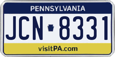 PA license plate JCN8331