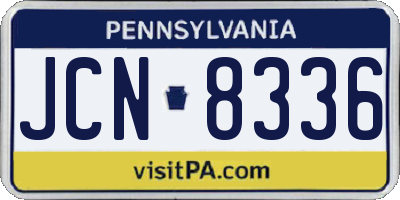 PA license plate JCN8336