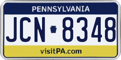 PA license plate JCN8348